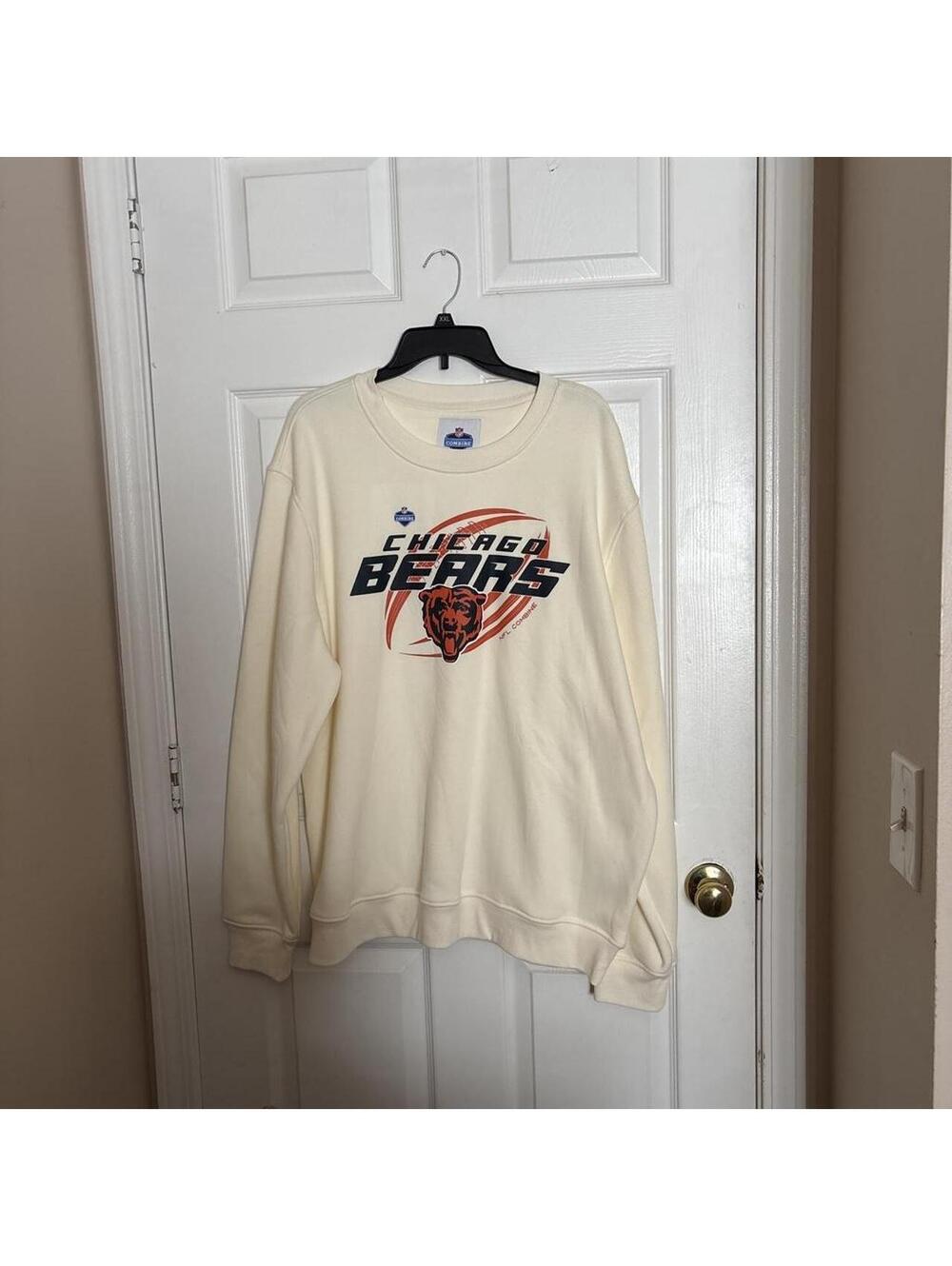 N F L Scouting Combine Chicago Bears Crewneck Sweatshirt Cream XXL NWT Retro Y2K